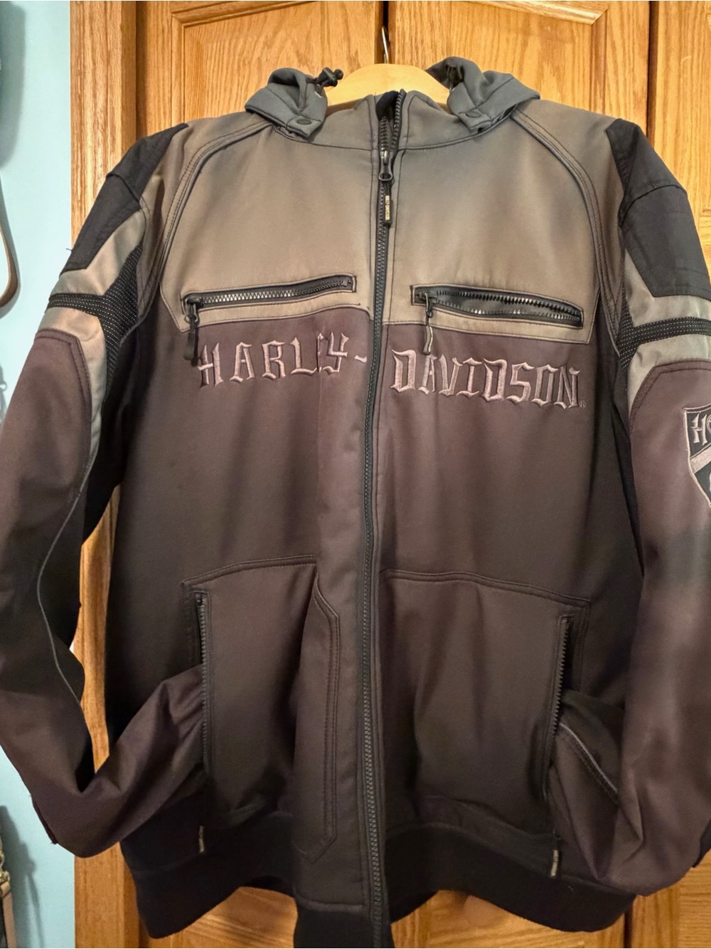 Harley-Davidson Men’s Heavyweight Skull Hooded Motorcycle Riding Jacket